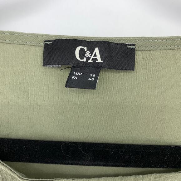 C&A 3/4 Sleeve Blouse Womens Size 38 US Medium Green Draped Pinched Front - Picture 5 of 6